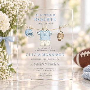 Invitations En Acrylique Petit recrue tenue de football Baby Shower