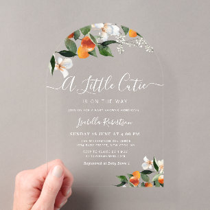 Invitations En Acrylique PETITE COQUINE   oranges citriques baby shower