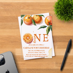 Invitations En Acrylique Petite Cutie Orange 1er Anniversaire Fête Invitati