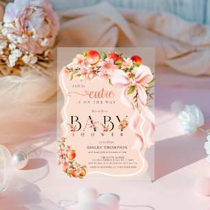 Invitations En Acrylique Petite Douce Pêche Fleur Acrylique Baby Shower