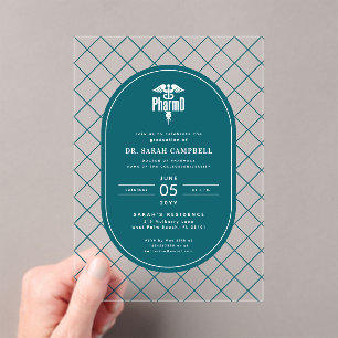 Invitations En Acrylique PharmD Docteur en pharmacie Motif de vérification 