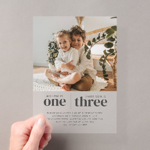 Invitations En Acrylique Photo 1re et 3e anniversaire commun