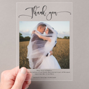 Invitations En Acrylique Photo Calligraphie Mariage Carte de remerciements