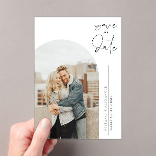 Invitations En Acrylique Photo calligraphie minimaliste noire