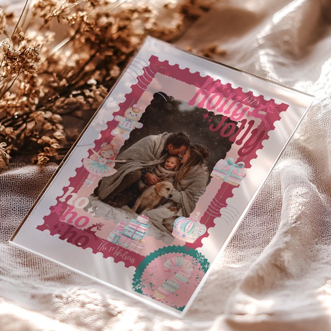 Invitations En Acrylique Photo Casse-Noisette Groovy Rétro Pastel Noël (Créateur téléchargé)