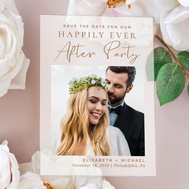 Invitations En Acrylique Photo Chic Gold Mariage Réception Enregistrer La D (Make your day unforgettable with stunning acrylic save the dates—modern, elegant, unique!)