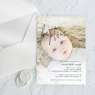 Invitations En Acrylique Photo de baptême moderne