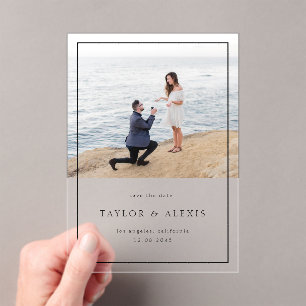 Invitations En Acrylique Photo de cadre minimaliste moderne noir