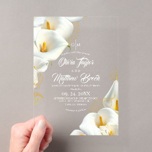 Invitations En Acrylique Photo de mariage floral moderne élégant