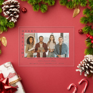 Invitations En Acrylique Photo de Noël Moderne Corporate Merry & Bright