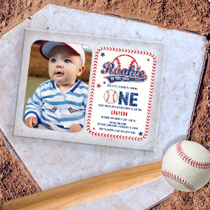 Invitations En Acrylique Photo de recrue pour 1er anniversaire de baseball