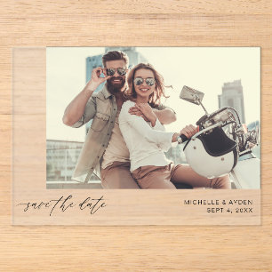 Invitations En Acrylique Photo H MOD Simple Faire part de sauvegarde 1b