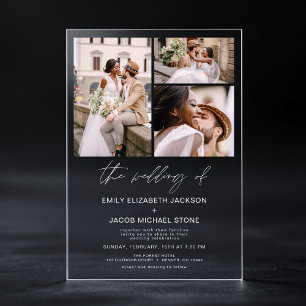 Invitations En Acrylique Photo minimaliste Élégant Mariage moderne 3 Photo
