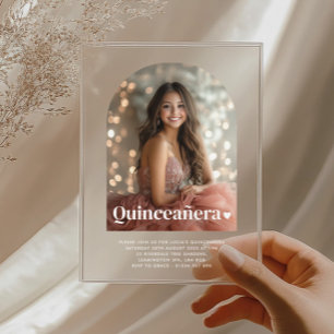 Invitations En Acrylique Photo minimaliste moderne de Quinceañera