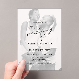 Invitations En Acrylique Photographie de calligraphie élégante pour mariage