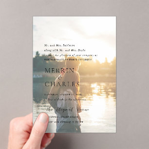 Invitations En Acrylique Photographie noir et blanc élégant Mariage moderne