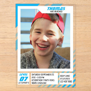 Invitations En Acrylique Photos d'anniversaire de profil de joueur pour enf