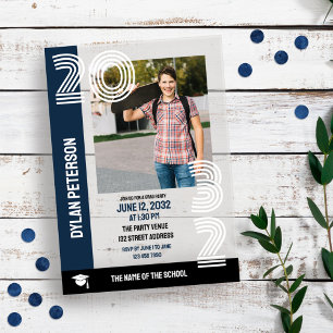 Invitations En Acrylique Photos de la Marine Black Multiline Font