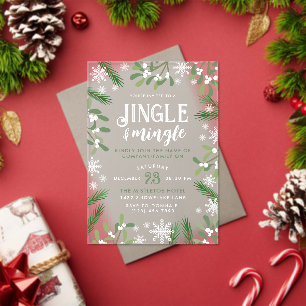 Invitations En Acrylique Pine Snowflakes Jingle & Mingle Christmas Party