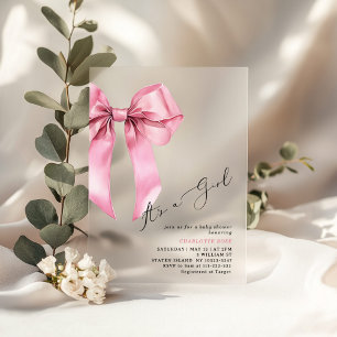 Invitations En Acrylique Pink Bow C'est une fille Baby shower élégant