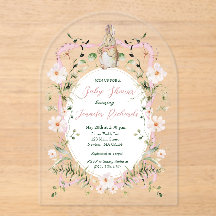 Pink Floral Ribbon Baby Baby shower lapin