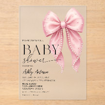 Pink Pearl Bow Girl Baby Shower