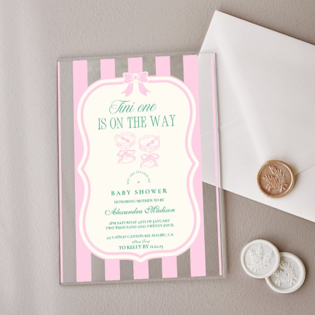 Invitations En Acrylique Pink Tini Un Est Sur Le Chemin Baby shower (Créateur téléchargé)