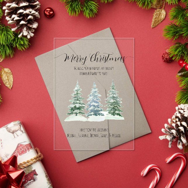 Invitations En Acrylique Pins neigeux Rustiques Joyeux Noël Carte (Insitu (vacances))