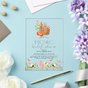 Invitations En Acrylique Pique-nique dans la Fête des mariées florale Park
