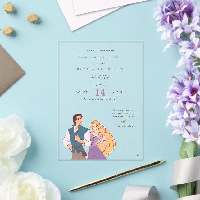 Invitations En Acrylique Pirncess Rapunzel et Flynn Rider Mariage (Insitu (Mariage))