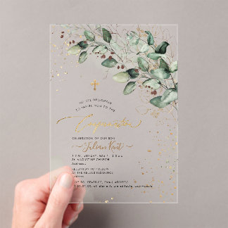 Invitations En Acrylique PixDezines H2 Eucalyptus Gomme Rustique de Confirm