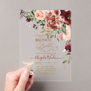 Invitations En Acrylique PixDezines H2 Marsala Rouge Brunch Automnal & Bull