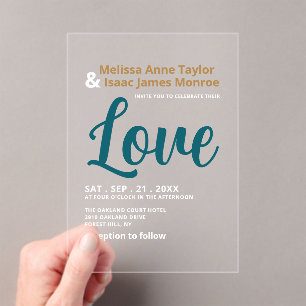 Invitations En Acrylique Plage de couleur mer bleue Mariage
