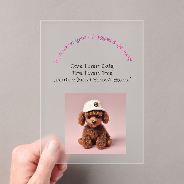 Invitations En Acrylique Poodle Party Pup (In situ (ordinateur de poche))