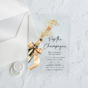Invitations En Acrylique Pop Moderne La Fête des mariées Champagne