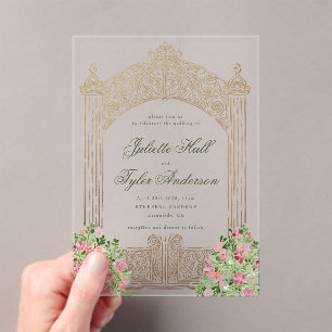 Invitations En Acrylique Porte Élégante de Mariage en Feuille de Façade Rég