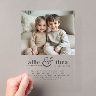 Invitations En Acrylique Portrait d'invitation d'anniversaire conjoint