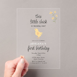 Invitations En Acrylique Poules mignonnes et poulets tournants un anniversa
