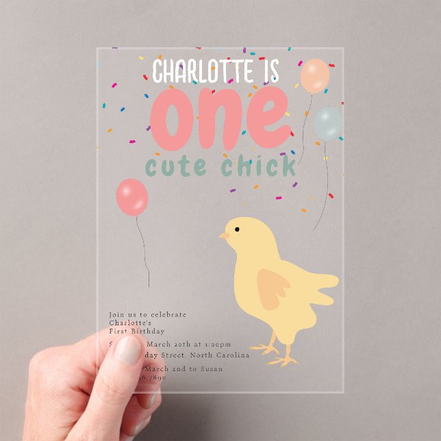 Invitations En Acrylique Poulets mignons Poules poules poules poussins prem (In situ (ordinateur de poche))