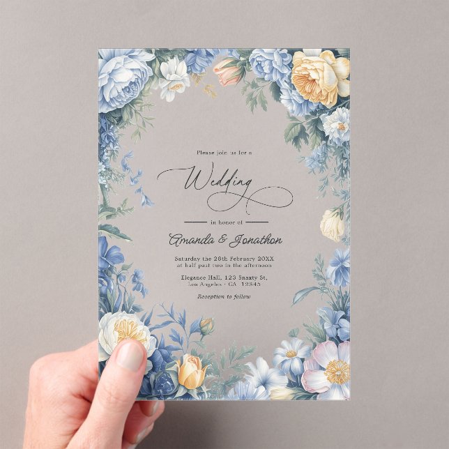 Invitations En Acrylique Powder Blue, Lemon Chiffon & Soft White Wedding (In situ (ordinateur de poche))
