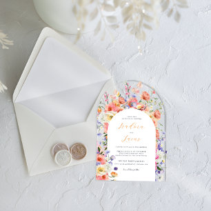 Invitations En Acrylique Prairie Florale Flirteuse Mariage d'Été