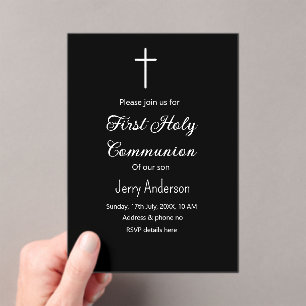 Invitations En Acrylique Première communion sacrée catholique simple minima