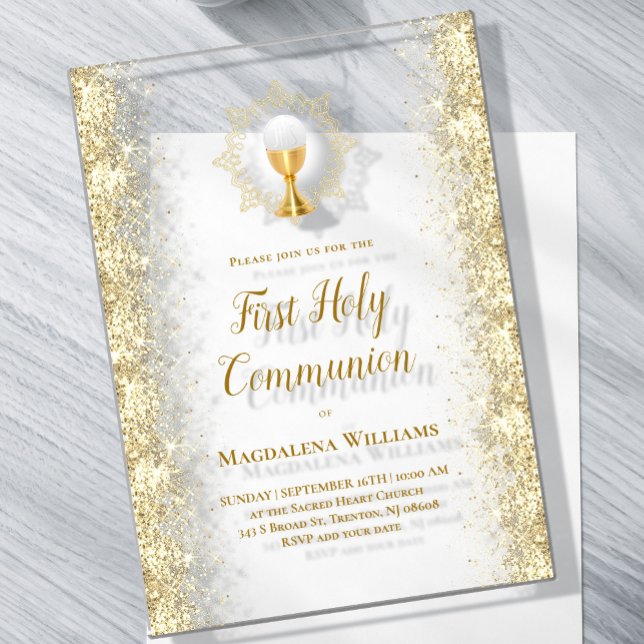 Invitations En Acrylique Première sainte communion (Créateur téléchargé)