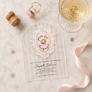 Invitations En Acrylique Presse à Champagne pour Anniversaire Fantaisiste