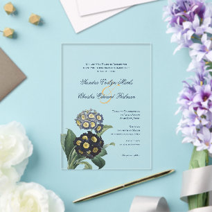 Invitations En Acrylique Primrose vintage Bleue