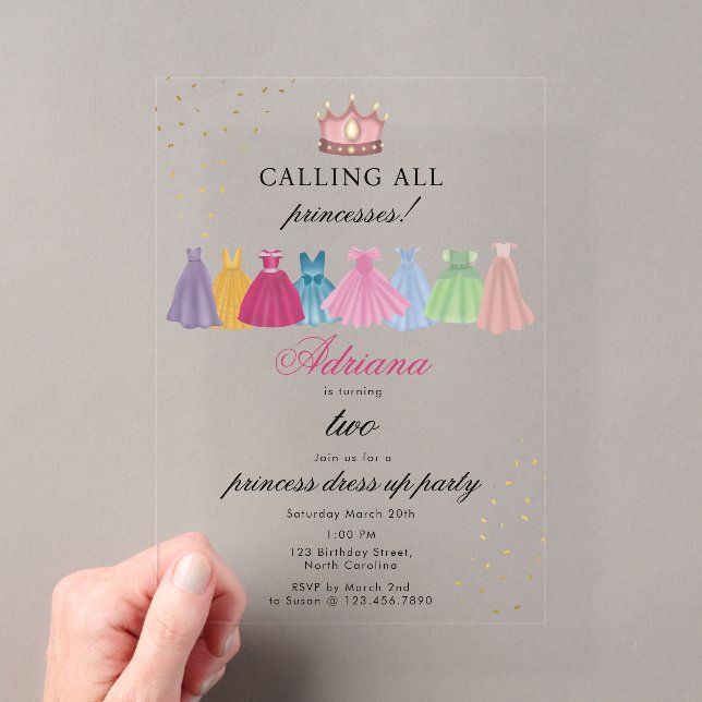 Invitations En Acrylique Princess Dresses Fairytale Dress Up Girl Anniversa (In situ (ordinateur de poche))
