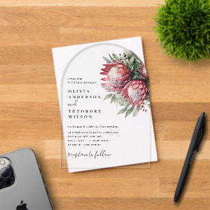 Invitations En Acrylique Protea Florale Aquarelle Bohème Botanique Autochto
