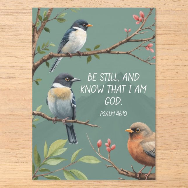 Invitations En Acrylique Psaume 46:10 Bible chrétienne Verse Image (Recto)