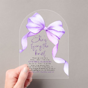 Invitations En Acrylique Purple Bow Elle Tying the Knot Fête des mariées
