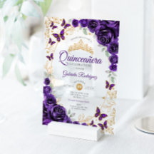 Purple Gold Floral Quinceanera